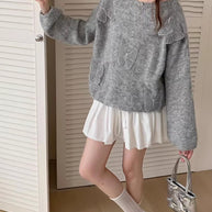 WW | Eleganter Pullover Aus Besticktem Blumenstrick Für Frauen