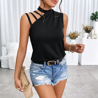 Damen ärmelloses Oberteil mit kreativem Cut-Out-Design W&W