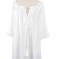 Damen Strandtunika mit kunstvollen Häkelverzierungen und lässigem Schnitt WW