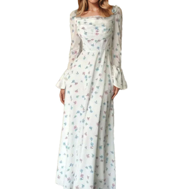 Damen Langärmliges Blumenmaxikleid W&W Mode