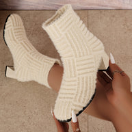 Damen Elegante Mid-Chunky-Stiefeletten mit strukturiertem Obermaterial WW