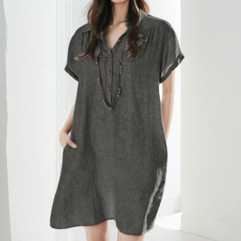 Damen Freizeitkleid mit Knopfleiste und seitlichen Taschen W&W Mode