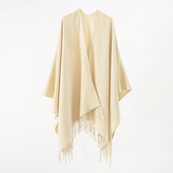 Damen Eleganter Poncho mit floralem Stickmuster und fransigen Kanten WW