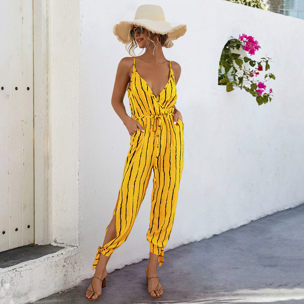 Damen Jumpsuit mit eleganten Spaghetti-Trägern und stylischem Knoten-Detail WW
