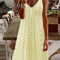 Damen Ärmelloses Maxikleid mit elegantem Lochmuster und V-Ausschnitt WW