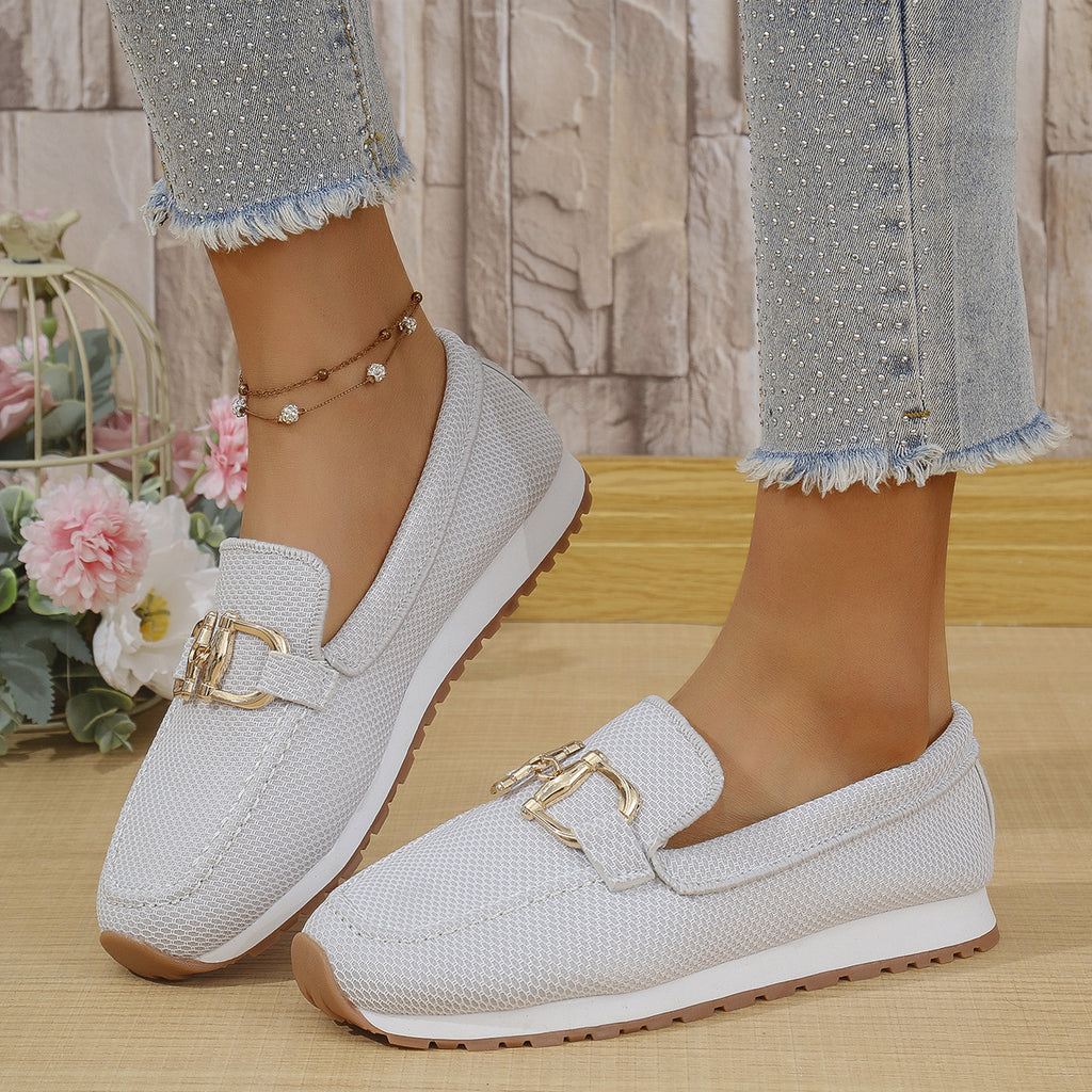 Femme Atmungsaktive Slip-On Loafers mit dekorativem Schnallendetail WW