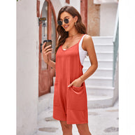 Damen komfortabler Overall mit tiefem Ausschnitt und praktischen Taschen WW