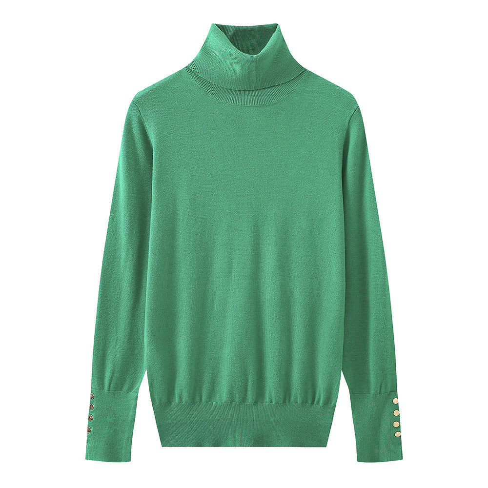 Damen Rollkragenpullover mit eleganten Knopfdetails WW