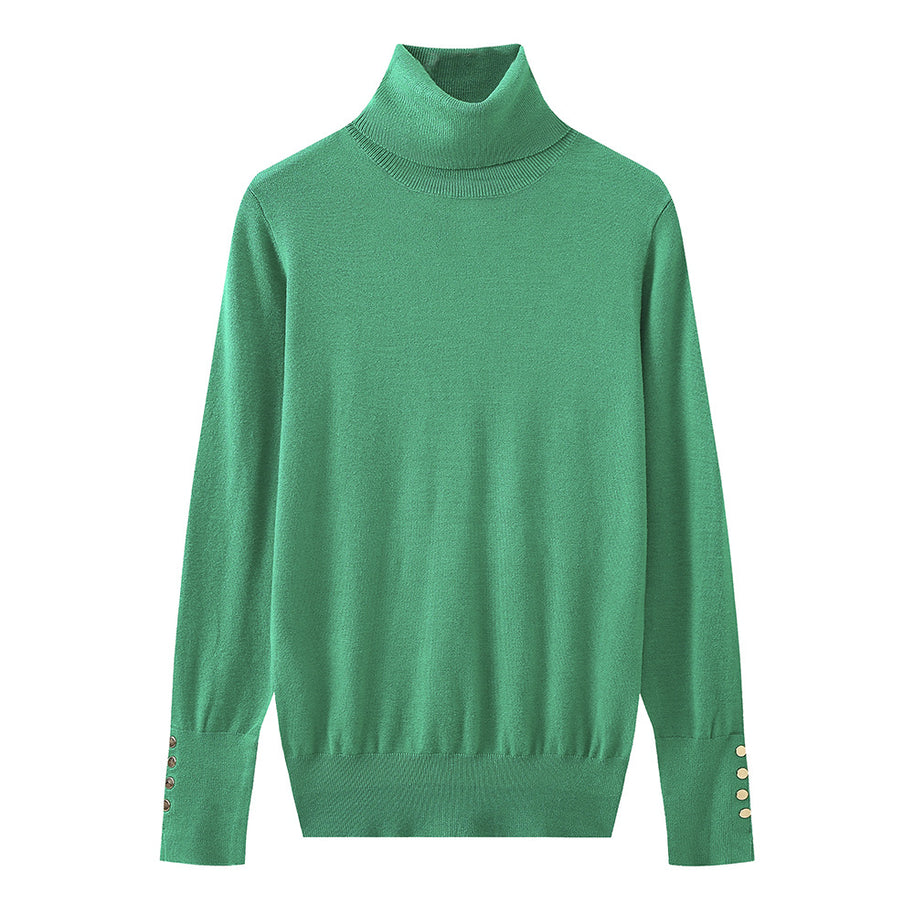 Damen Rollkragenpullover mit eleganten Knopfdetails WW