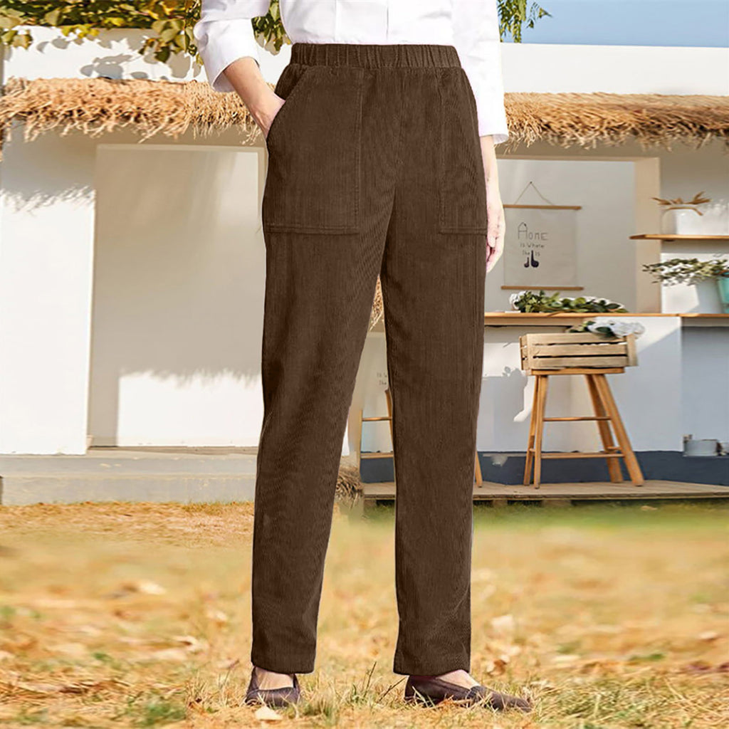 Damen lässige Cargo-Hose mit elastischem Bund und praktischen Taschen WW