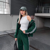 Damen sportliches und elegantes Trainingsanzug mit Reißverschluss WW