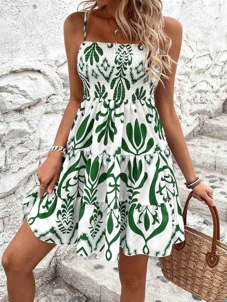 Damen luftiges Midikleid mit Rüschen und floralem Muster WW