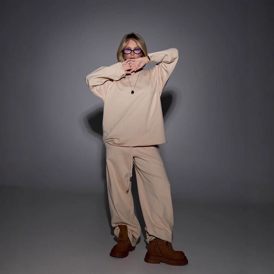 Damen Bequemer und stylischer Oversize Sweat-Anzug mit elastischem Bund WW