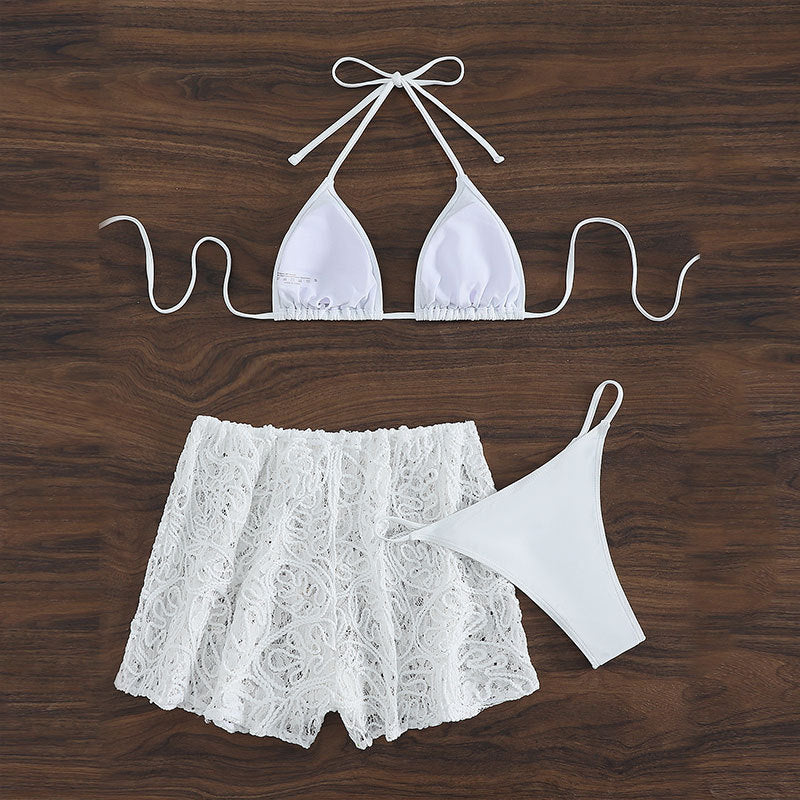 Damen Bikini-Hüftrock mit schlanker Passform und floralen Details WW