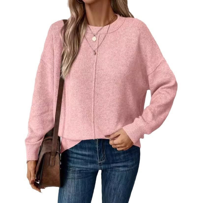 Damen Bequemer und stilvoller Oversized Pullover mit langen Ärmeln WW