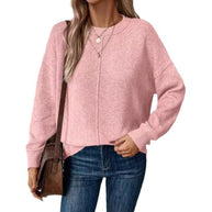 Damen Bequemer und stilvoller Oversized Pullover mit langen Ärmeln WW