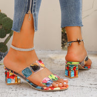 Damen Transparente Sandalen mit bunten, geometrischen Akzenten W&W