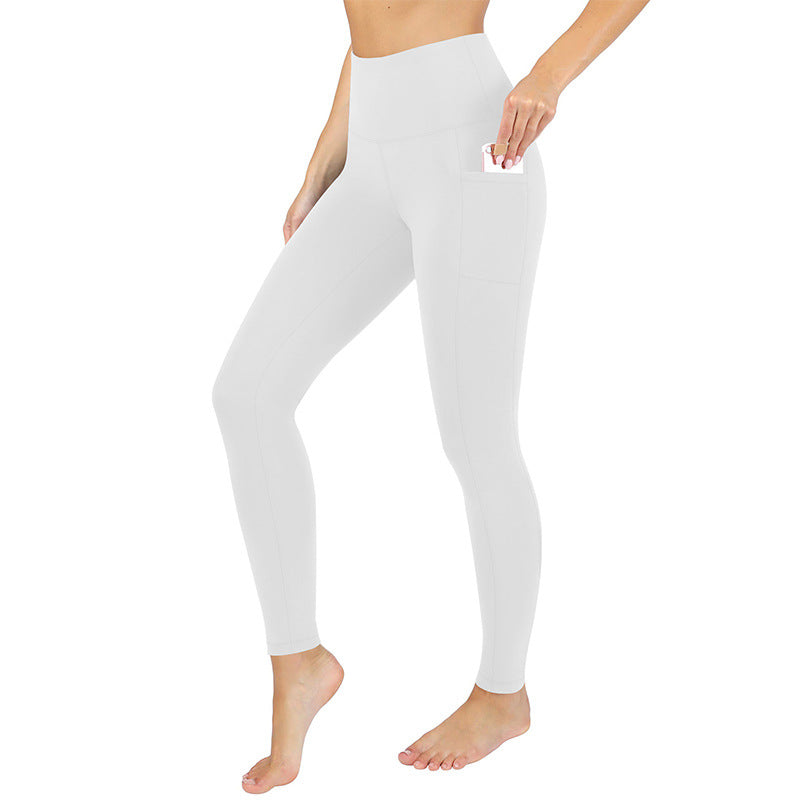 Damen Athletische Stretch-Leggings mit hoher Taille und seitlichen Taschen WW