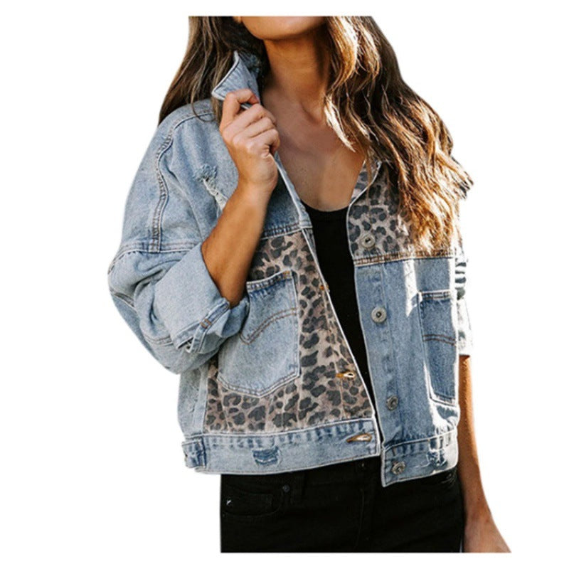 Damen Denimjacke mit einzigartigem Tiermuster und lässigem Schnitt WW
