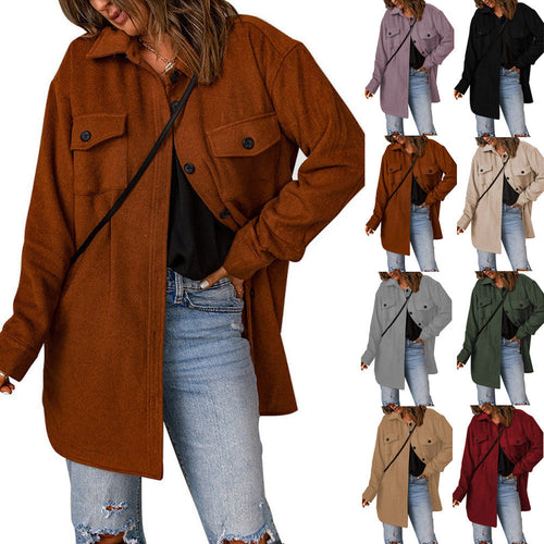 Damen Übergröße Hemdblusenjacke mit Taschen und lässigem Schnitt W&W Mode