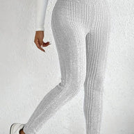 Damen enganliegende Rippleggings aus atmungsaktivem Stretchmaterial WW