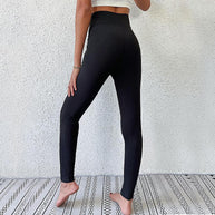 Damen Hochtaillierte Yogahose mit elastischem Bund und Rippstruktur WW