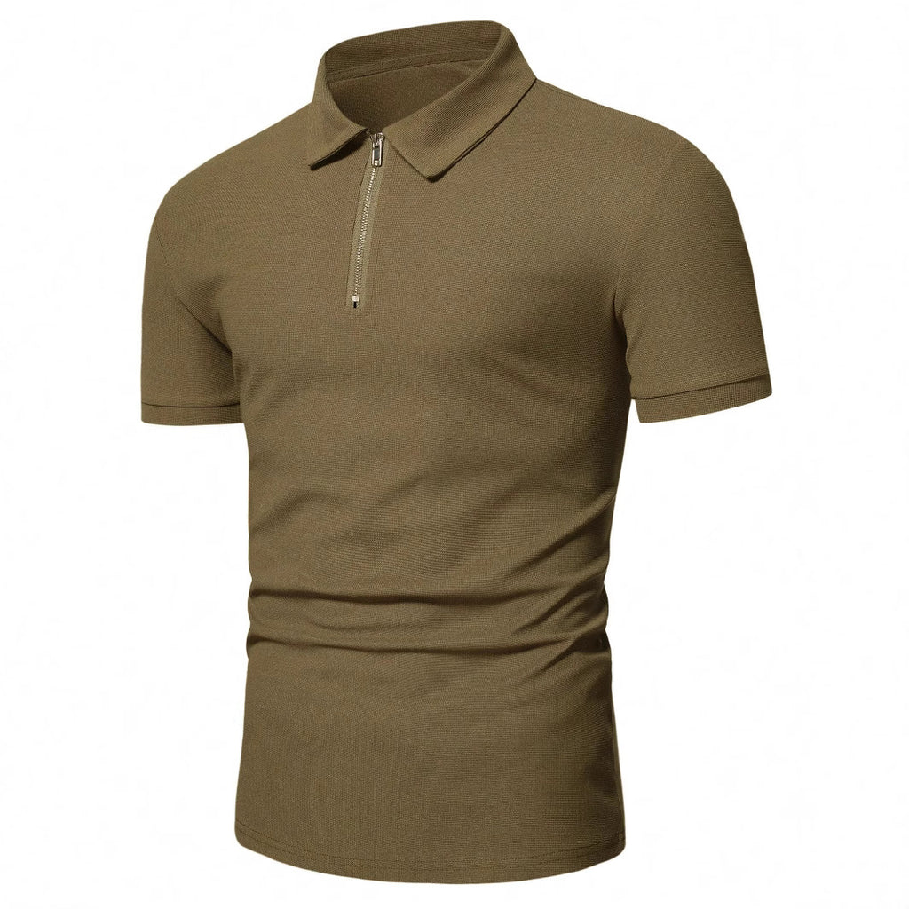Herren Poloshirt mit kurzem Reißverschluss und atmungsaktiver Textur WW