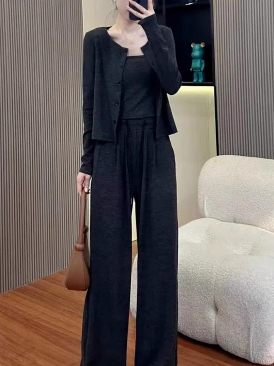 Damen Bequemes und lässiges Strick-Loungewear-Set WW