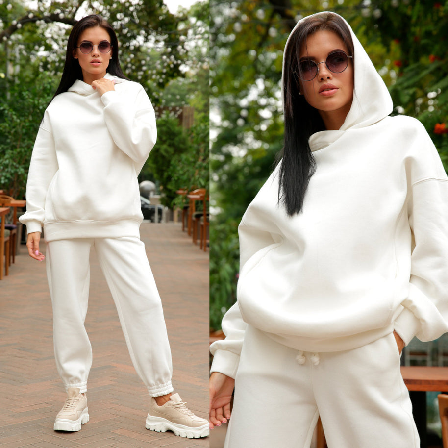 Damen Sportliches Hoodie- und Jogginghosen-Set im lässigen Design mit Kapuze WW