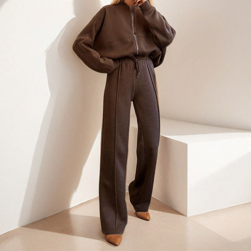 Damen lässiger Zweiteiler mit oversized Hoodie und eleganter Hose W&W Mode
