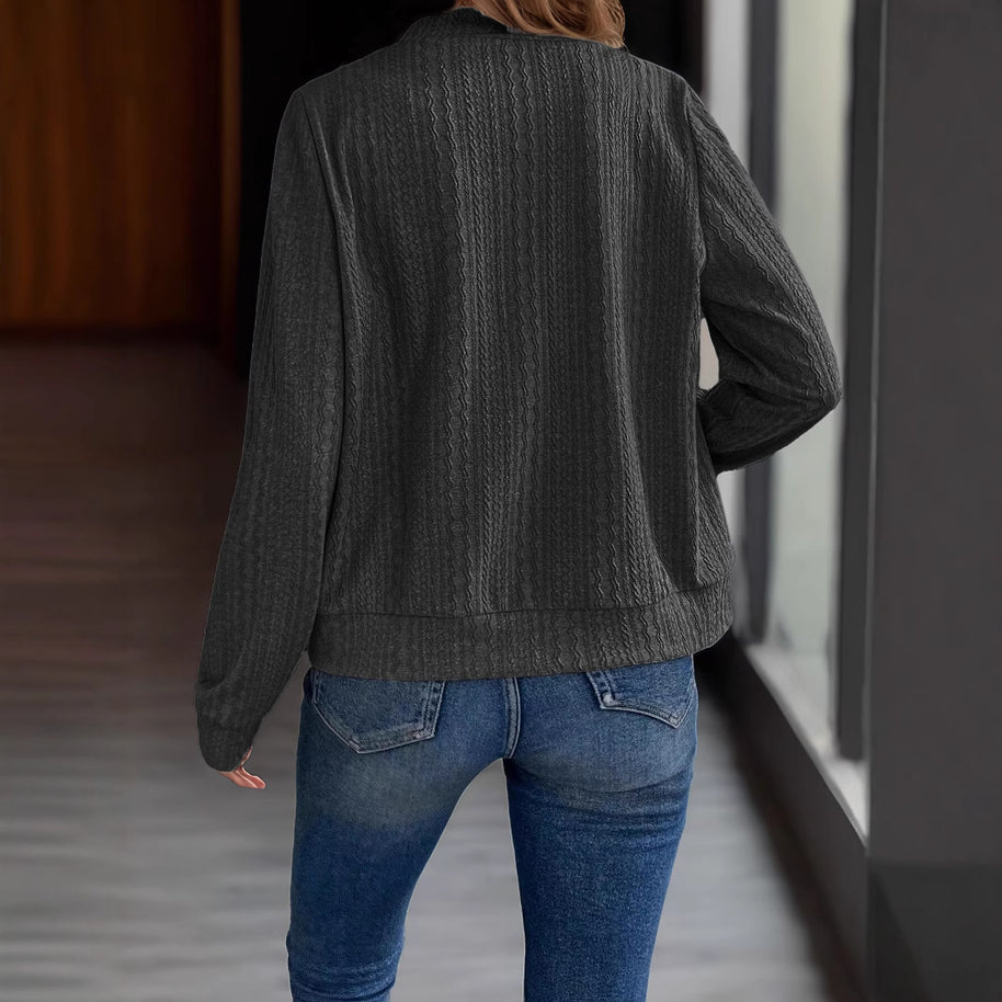 Damen Strickjacke mit Reißverschluss und strukturiertem Design WW