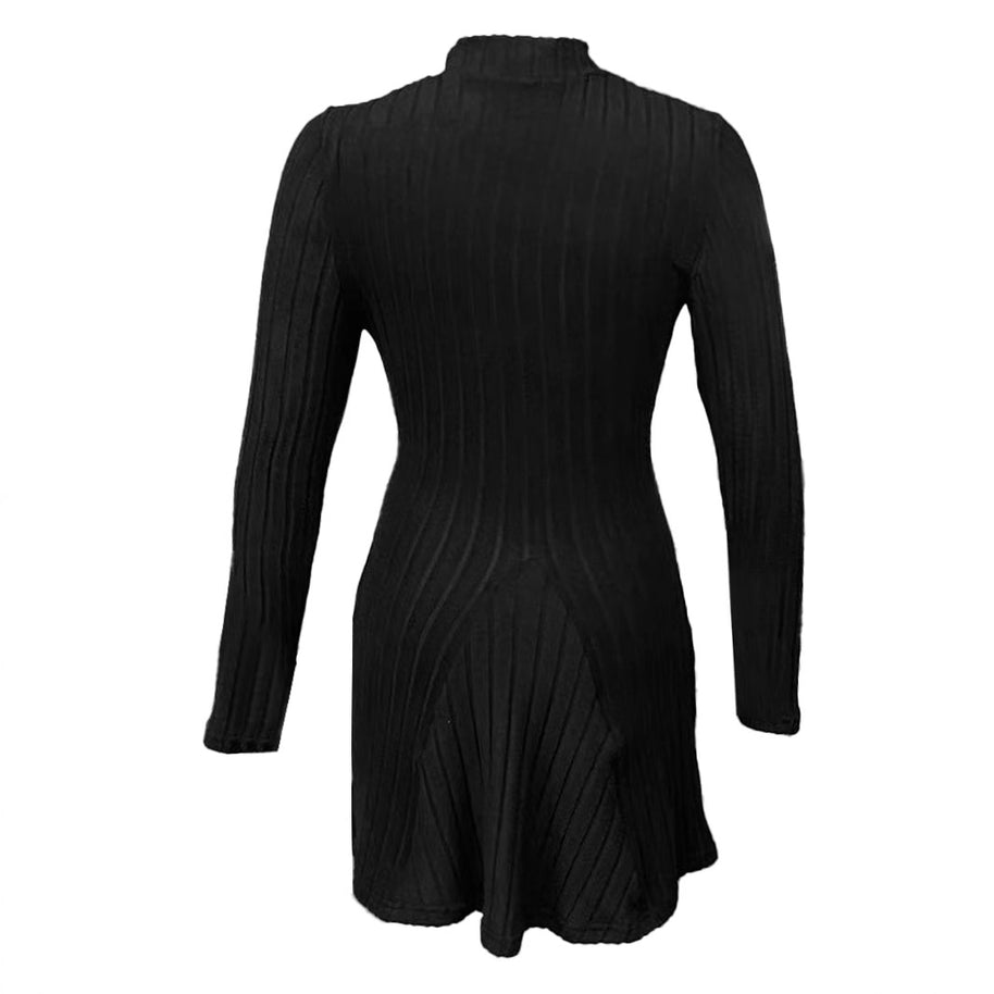 Damen Strickkleid mit strukturiertem Design und langem Ärmel WW