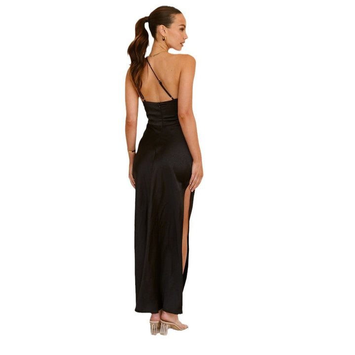 Damen Etuikleid mit asymmetrischem Ausschnitt und fließendem Schnitt W&W Mode