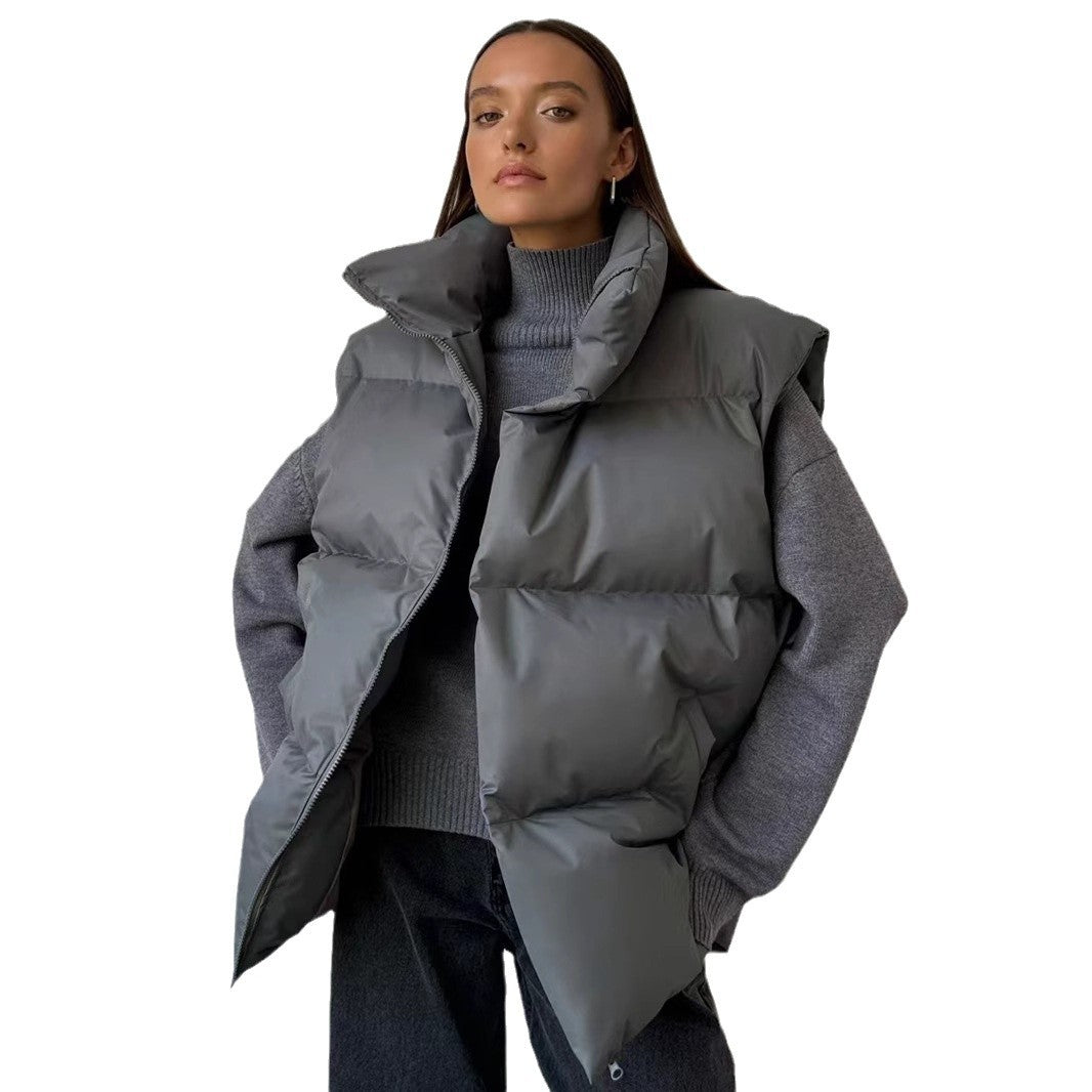 Damen Steppweste mit hohem Kragen und Taschen WW