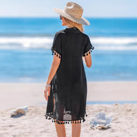 Damen Strandkleid mit fransigen Details WW