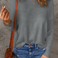 Damen bequemer Strickpullover mit weitem Schnitt und lässiger Silhouette WW