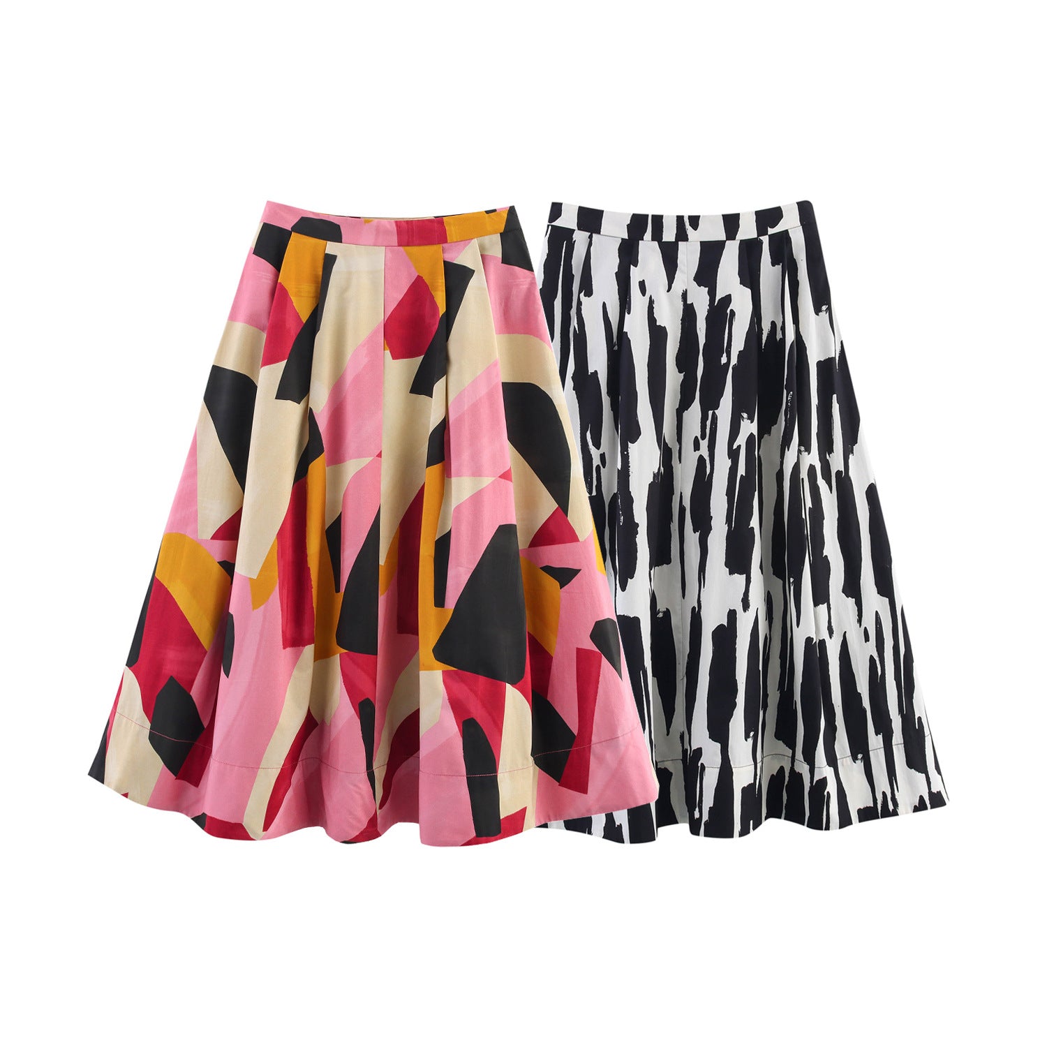 Damen A-Linie Midi-Rock mit stylischem abstraktem Druck WW