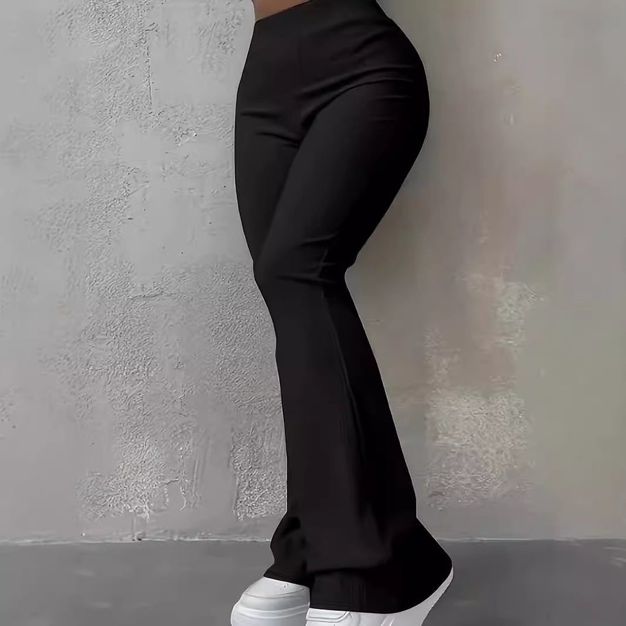 Damen Bootcut-Hose mit hohem Bund und elastischem Taillenband WW