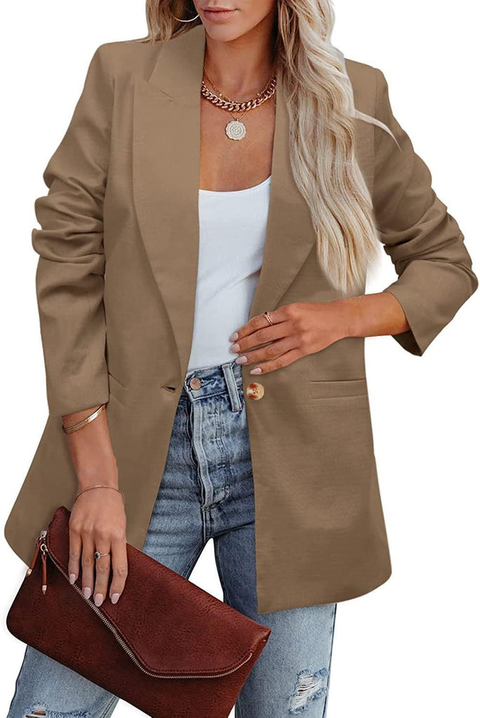Damen Eleganter Freizeitblazer mit lässigem Schnitt und zwei Taschen WW