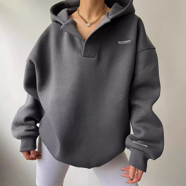 Damen oversized Kapuzenpullover mit Kängurutasche und bequemer Passform WW