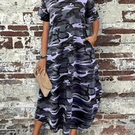 Damen Maxikleid mit lässigem Camouflage-Design und praktischen Taschen WW