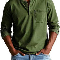 WW | Langarm T-Shirt Slim Fit Atmungsaktives Material Knopfausschnitt Und Brusttasche