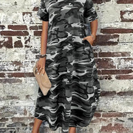 Damen Maxikleid mit lässigem Camouflage-Design und praktischen Taschen WW