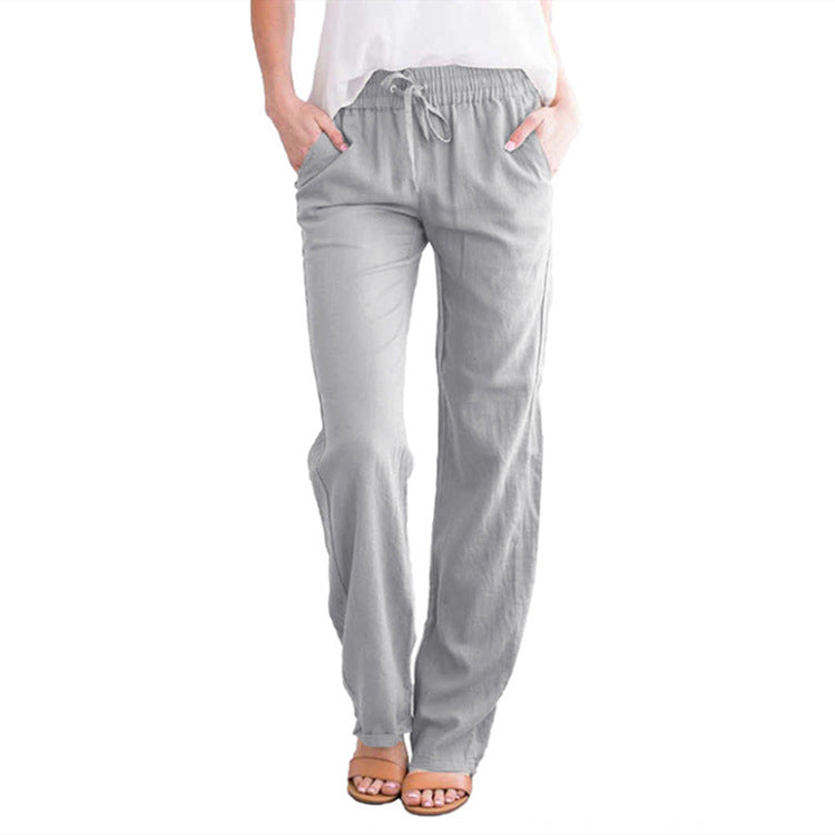 Damen bequeme Sommerhose mit elastischem Bund und praktischen Seitentaschen WW