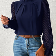 Damen Bluse mit modernen transparenter Ärmel WW