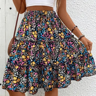 Damen Rock mit voluminösem Schnitt und fließendem Blumenmuster WW
