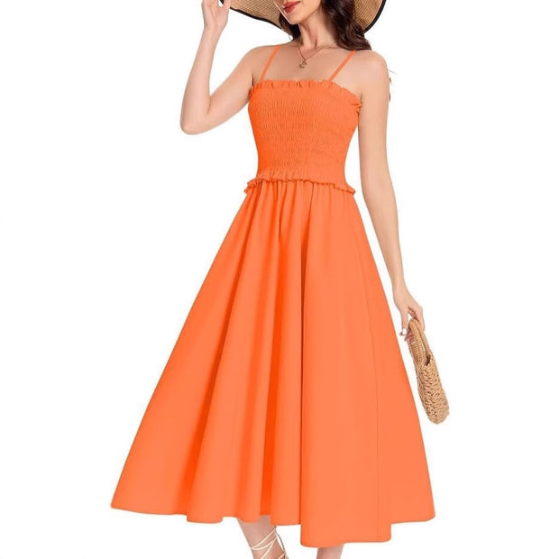 Damen elastisches Maxikleid mit Rüschendetails und geschmeidigem Material WW