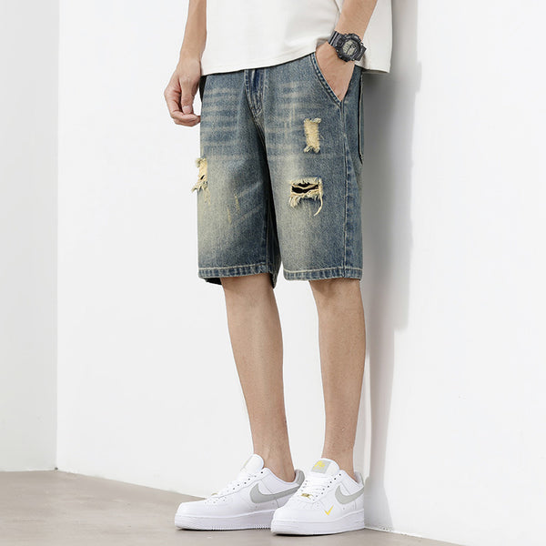 Herren Denim-Shorts mit stylischem Destroyed-Effekt und lässigem Schnitt WW