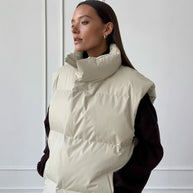 Damen Steppweste mit hohem Kragen und Taschen WW