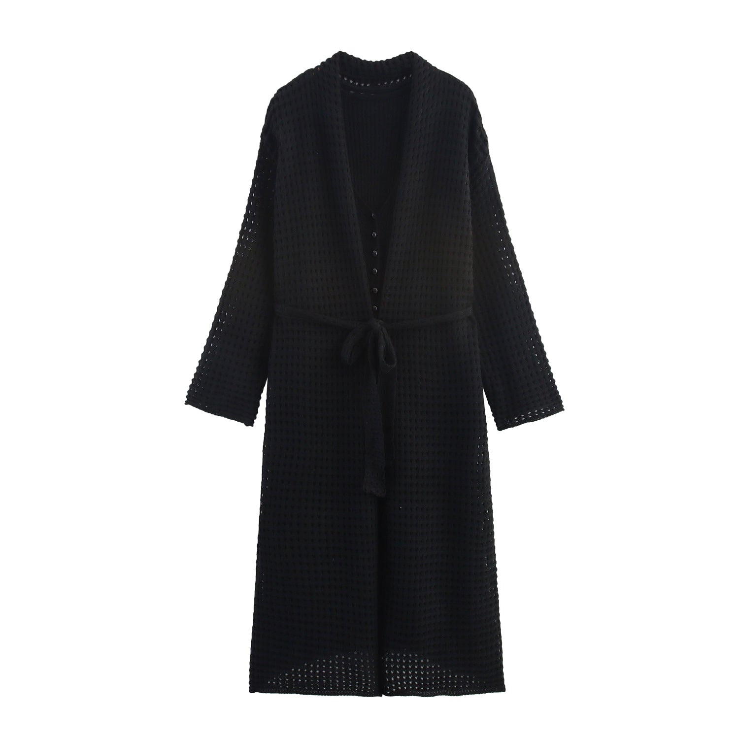 Damen Strickcardigan mit asymmetrischem Design und elegantem Taillengürtel WW